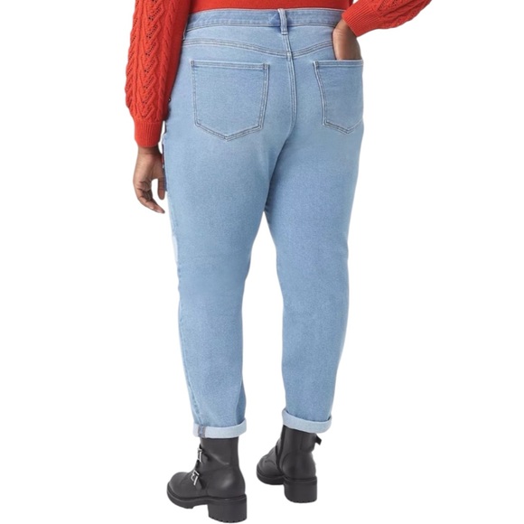 LANE BRYANT Distressed Boyfriend Jeans with Plaid Patchwork Size 22 -- FALL!!!! - Picture 2 of 8